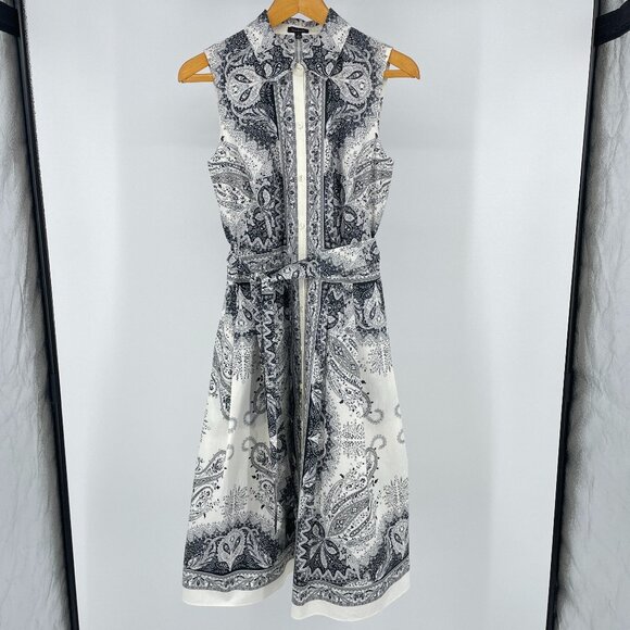 Talbots Dresses & Skirts - Talbots PR Sample Shirt Dress 4 (Fits 6) Black White Paisley Cotton Sleeveless